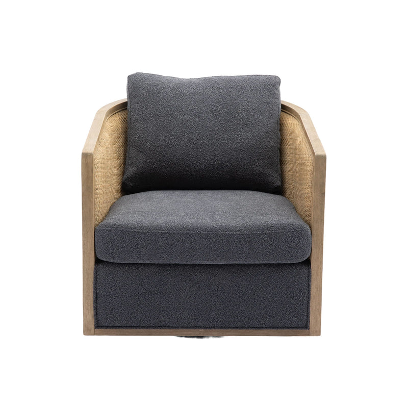Barrel, Comfy Round Accent Sofa Chair With 360 Degree Swivel, Leisure Arm