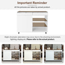 Multi-Functional Storage Island Movable Storage Cabinet Island Vanity Dresser With 3 Side Storage Drawer, A Reversible Top Storage Space And 2 Glass Display Shelves - White