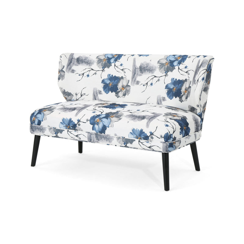 Elegant Classic Upholstered Loveseat With Curved Backrest