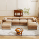 Contemporary Elegant White Chenille Sofa With Storage And Ottoman