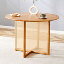 Chinese Countryside Retro Solid Wood Round Table, Simple Modern Imitation Rattan Table - Wood