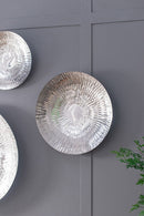 Textured Oversized Disc, Wall Decor For Living Room (Set of 3) - Silver