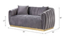 Elchanon - Loveseat With 2 Pillows - Gray Velvet & Gold