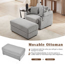Single Sofa Couch With Storage Space, Movable Ottoman, USB Ports, Cup Holders, Phone Holder