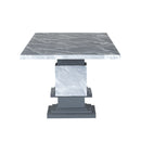 Michelle - Dining Table With Double Pedestal Marble Detailing - Gray