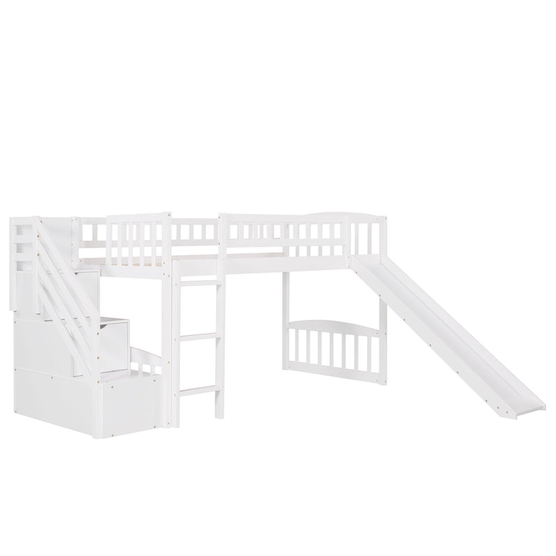 Loft Stairway Bed With 2 Drawers And Slide