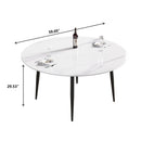 Modern Man-Made Stone Round Metal Dining Table-Position For 6 People