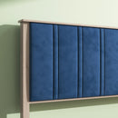 King Bed Frame, Wood with Wood Headboard Bed Frame with upholstered headboard /  Wood Foundation with Wood Slat Support / No Box Spring Needed / Easy Assembly