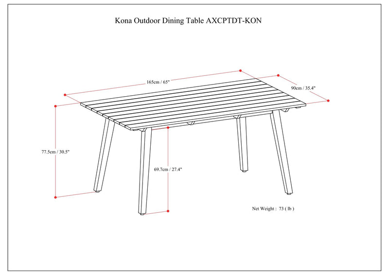 Kona - Outdoor Dining Table - Light Teak