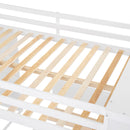 Full size Loft Bed with a twin size Stand-alone bed, Shelves,Desk,and Wardrobe-White
