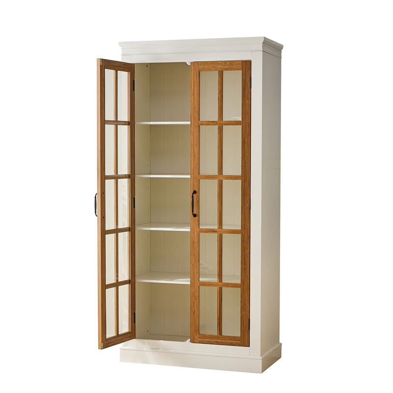 Rustic Style Display Cabinet With Glass Doors For Collectibles