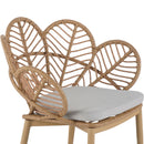Kirk - Outdoor Wicker Peacock Shape Papasan Style Chair, Teak Finished Leg (Set of 2) - Beige / Light Brown / Light Teak
