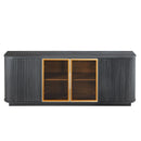 Modern 64" Wavy TV Cabinet With LED Lights - Black