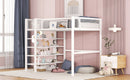 Loft Bed With 4 Tier Shelves And Storage