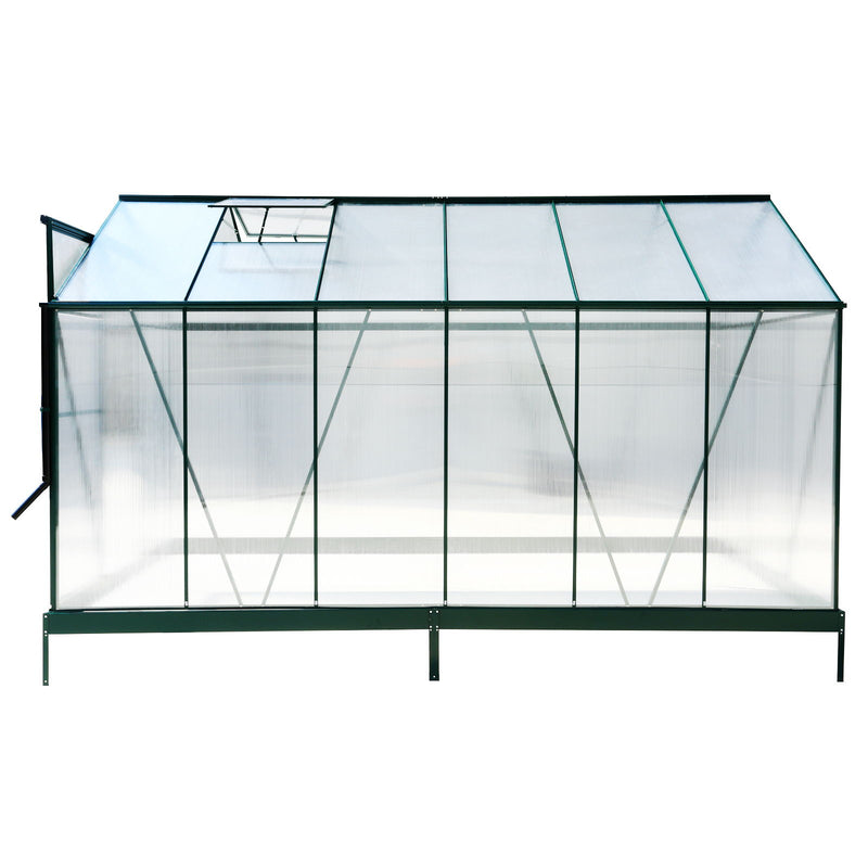 Polycarbonate Greenhouse, Heavy Duty Outdoor Aluminum Walk-In Green House Kit With Rain Gutter, Vent And Door For Backyard Garden