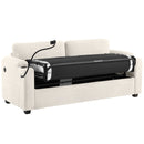 Corduroy Sleeper Sofa Loveseat Sofa With Full Size Mattress, 2 USB Ports, 2 Cup Holders, 2 Side Pockets And Phone Holder