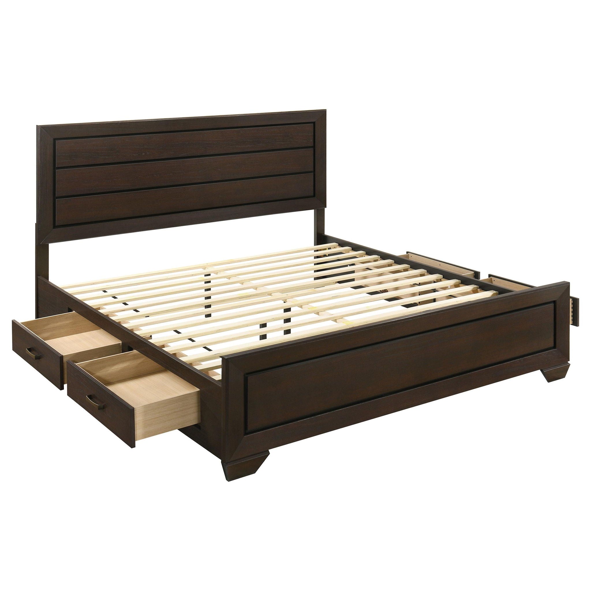Kauffman Wood Eastern King Storage Panel Bed Dark Cocoa