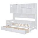 Daybed With All-In-One Cabinet And Shelf