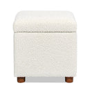 Upholstered Storage Ottoman - Ivory White
