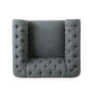 Fabric Upholstered Club Chair With Scrolled Tuxedo Arms