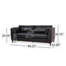 Contemporary 3 Seater Sofa With Tuxedo Arms - Black
