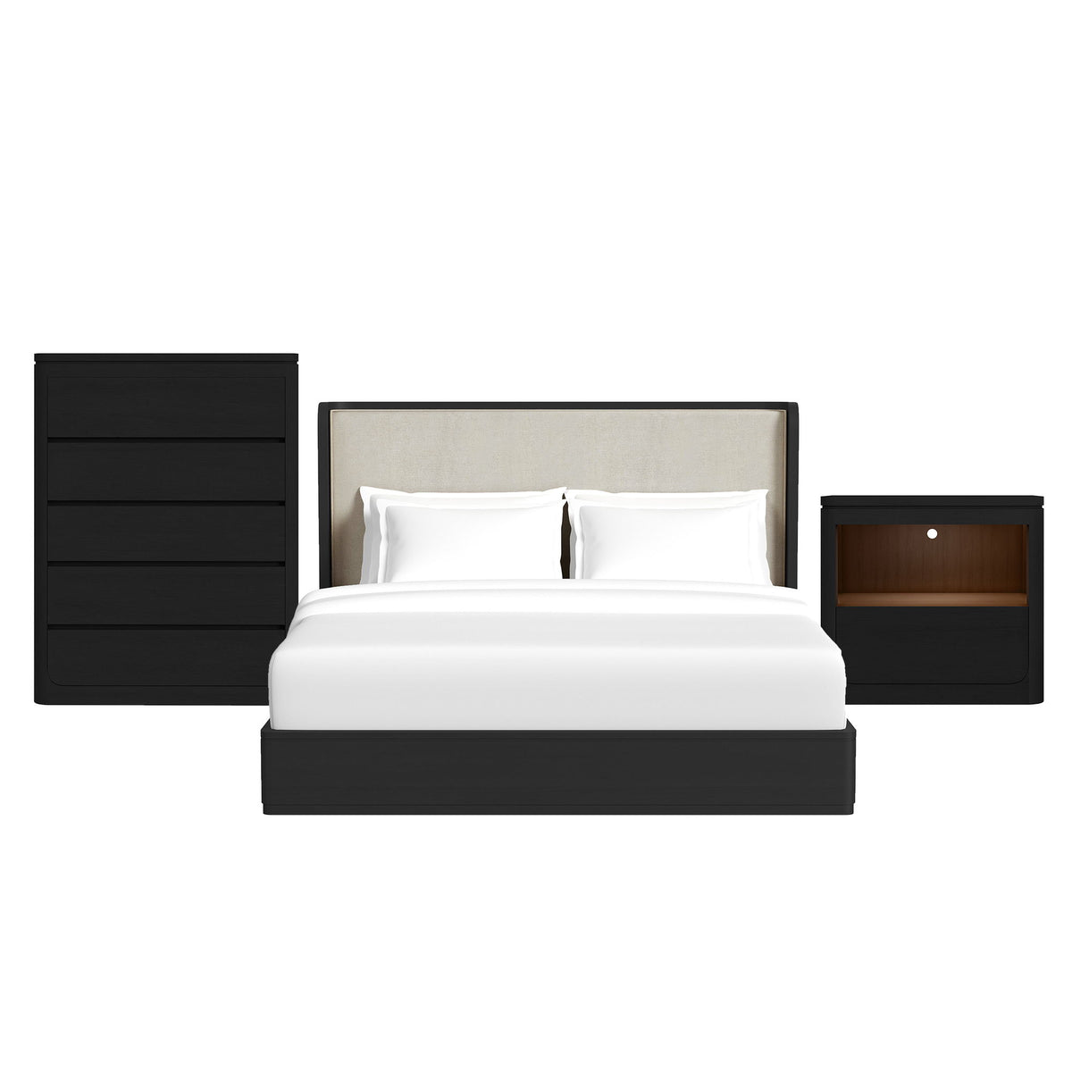 Rosalie Upholstered Bedroom Set in Black by Elements International, view 6