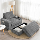 Oversized Chaise Lounge Indoor Rabbit Fur Sofa Bed With Storage Ottoman And Armrests Cup Holders With Deep Seat