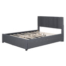 Upholstered Platform Bed With Drawers, Classic Headboard Design