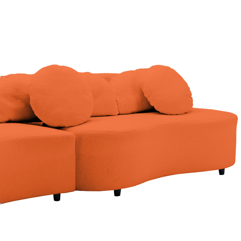 Modern Living Room Sofa Lamb Velvet Upholstered For Home