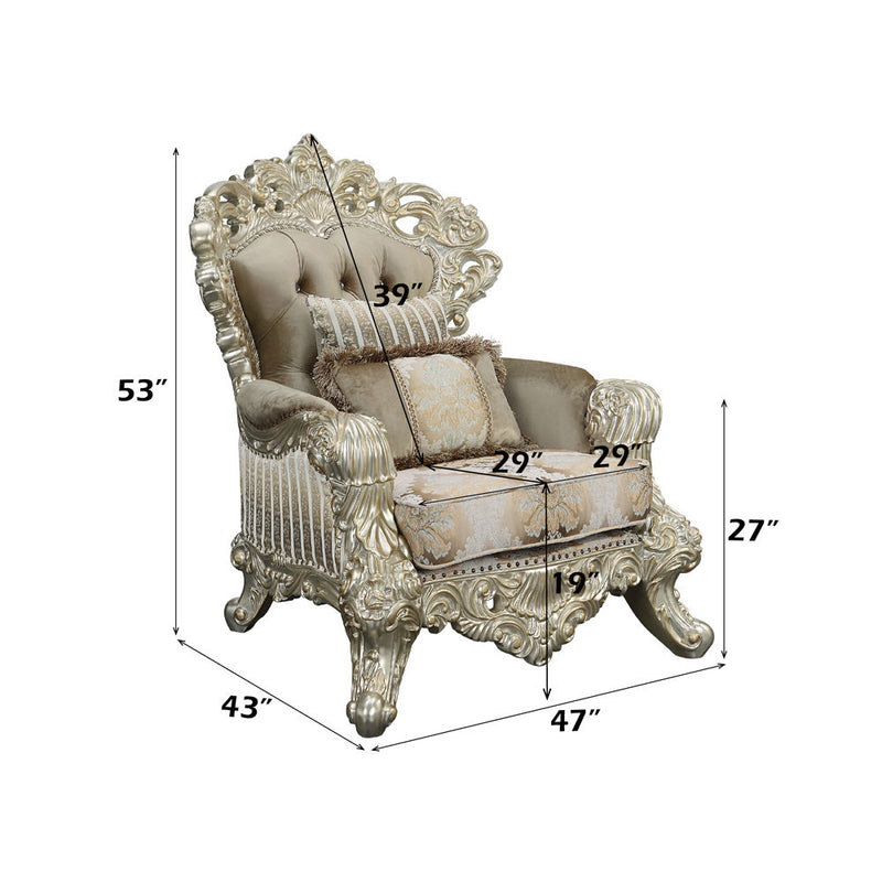 Sorina - Chair - Velvet, Fabric & Antique Gold Finish - Atlantic Fine Furniture Inc