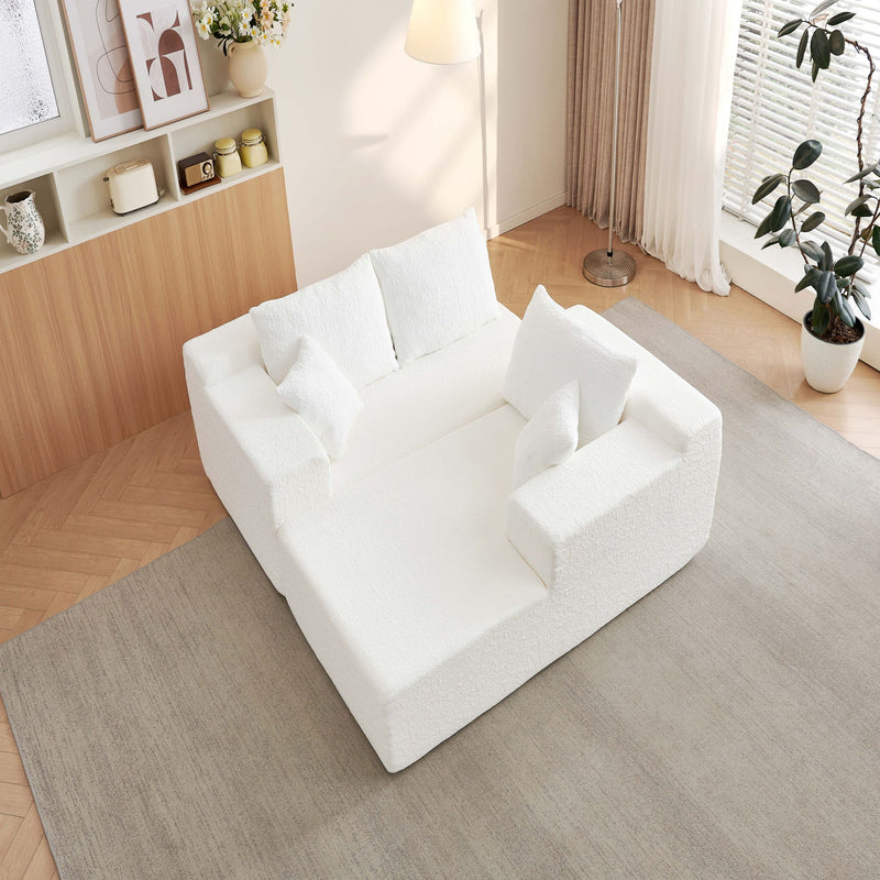 Cloud Sectional Couch With L Shape Chaise, Deep Seat - White