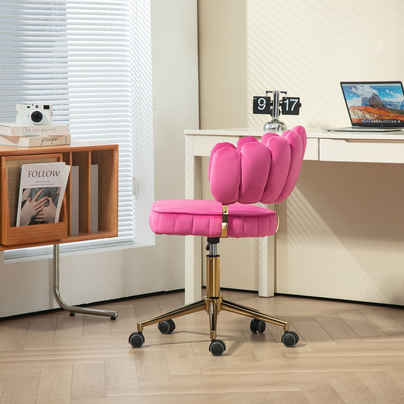 Modern Velvet Home Office Desk Chair With Adjustable Height And Swivel Wheels