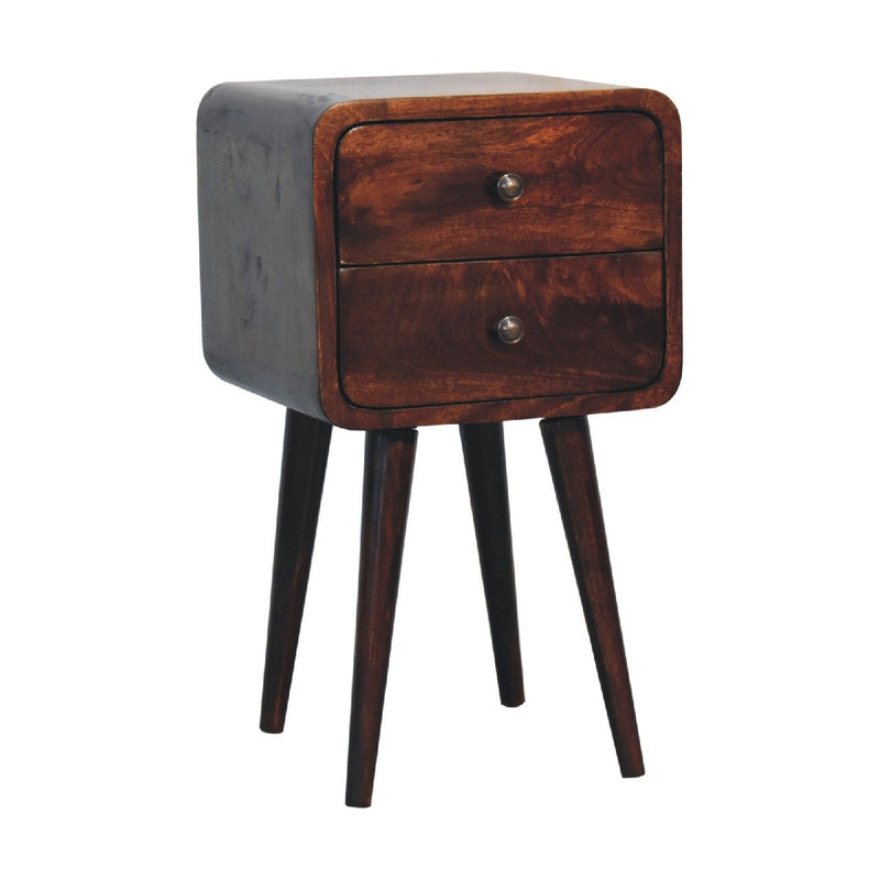 Mini Curved Nightstand - Walnut