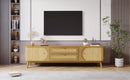 Rattan TV Stand For Tvs Up To 75'', Modern Farmhouse Media Console, Entertainment Center With Legs, TV Cabinet For Living Room, Home Theatre - Natural Wood