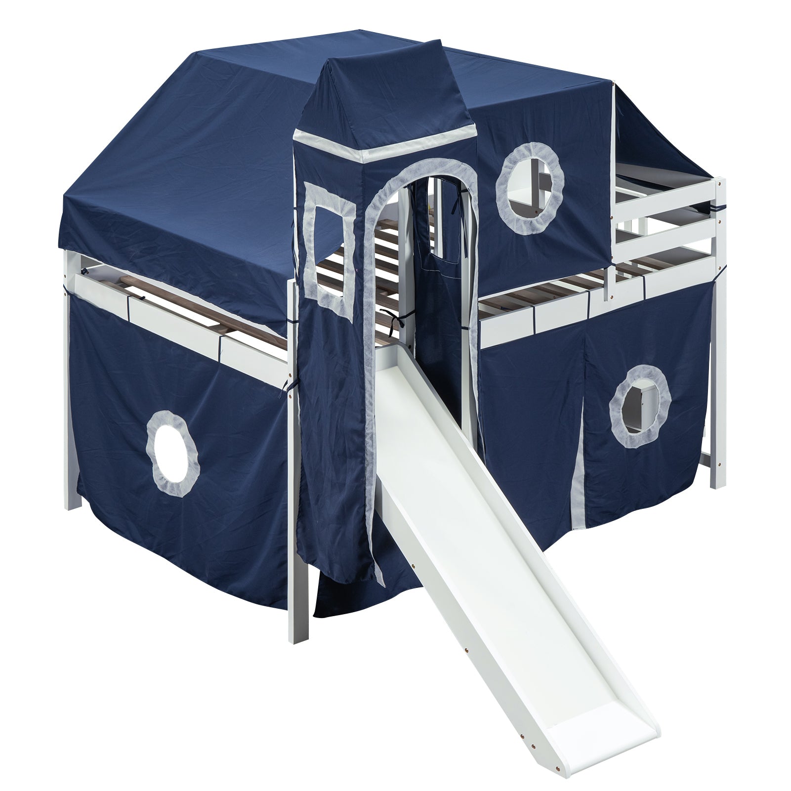 Full Size Loft Bed with Tent and Tower - Blue - Atlantic Fine Furniture Melbourne FL