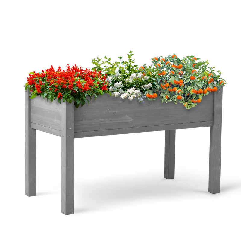 Raised Garden Bed With Legs, Elevated Wooden Planter Box For Outdoor Plants - Gray