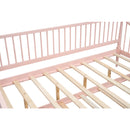 Full Size Daybed with Trundle and Support Legs, Pink