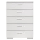 Felicity - 5-Drawer Bedroom Chest - White High Gloss - Atlantic Fine Furniture Inc