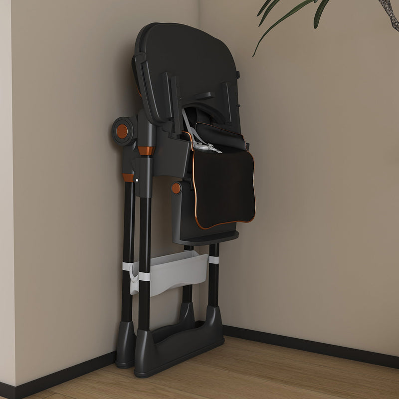 Adjustable Baby High Chair 0-6 Years, Portable Infant Feeding Seat With Safety Belt, Silent Lockable Wheels