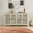 Hollowed Out Cabinet With 4 Doors, American Furniture, Suitable For Bedroom, Living Room, Study - Natural