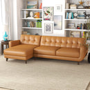 Allison Left-Facing Tan Leather Sectional Sofa