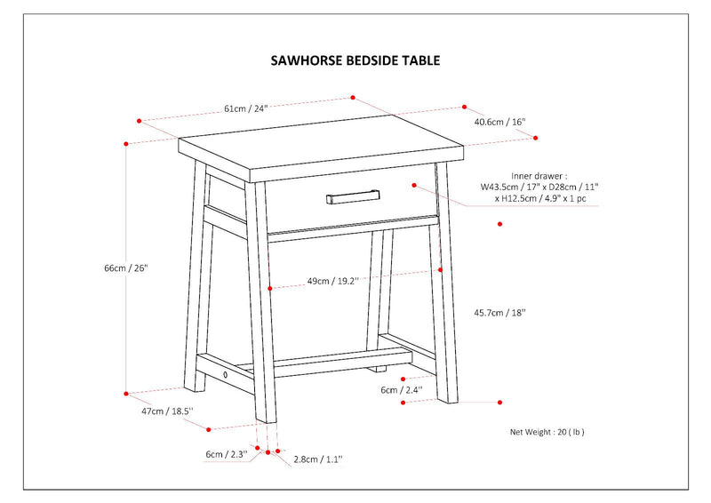 Sawhorse - Handcrafted Bedside Table