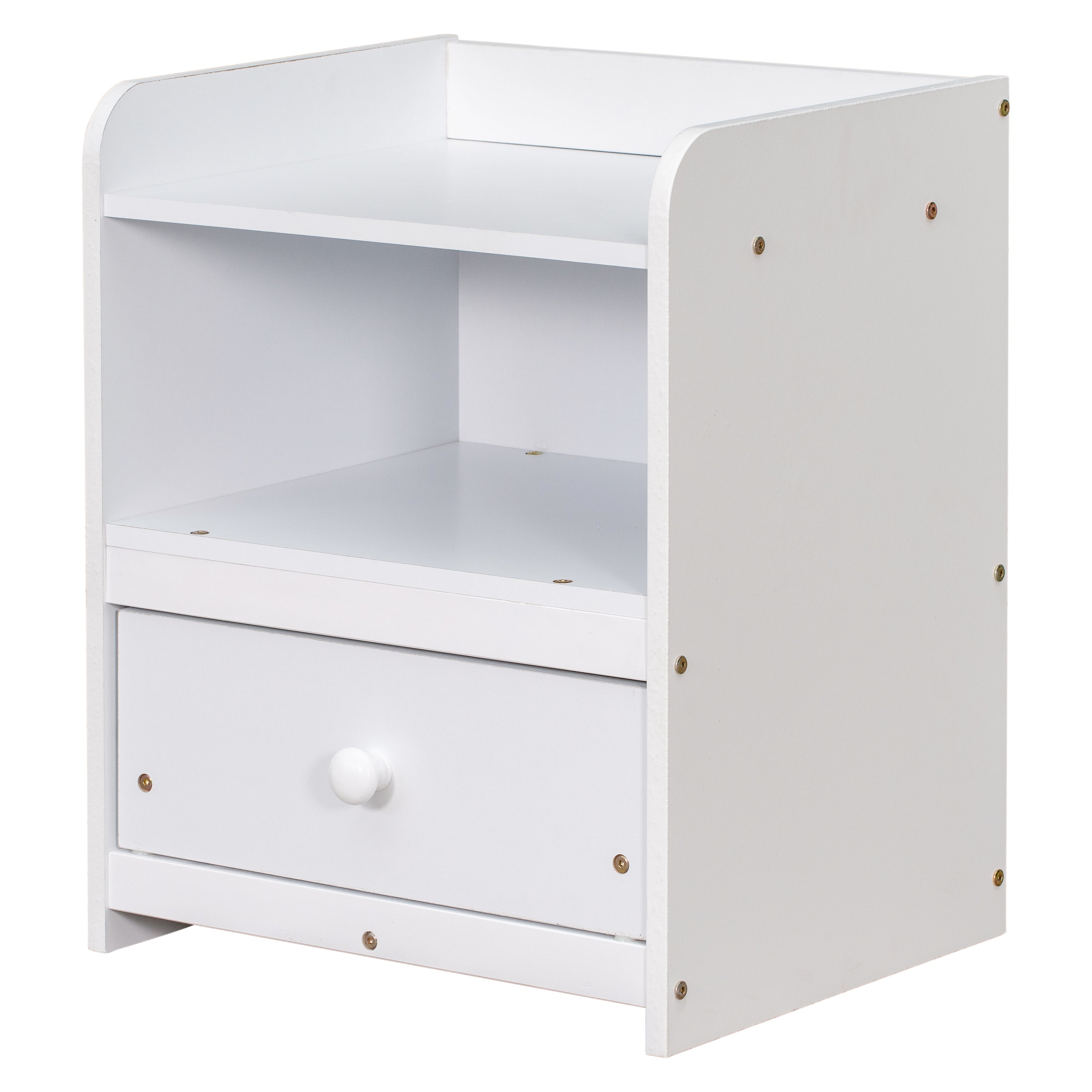 Nightstand, Bedside Table with Open Storage Cabinet, Drawer,White - Atlantic Fine Furniture Melbourne FL