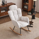 Contemporary Teddy Fabric Upholstered Nursery Rocking Glider Chair With High Backrest And Pillow