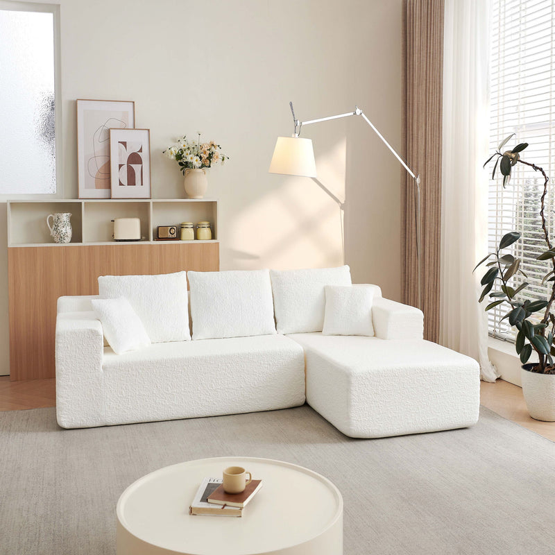 Cloud Sectional Couch With L Shape Chaise, Deep Seat - White