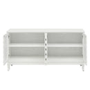 Elegant Sideboard With Sophisticated Wavy Pattern Doors And Arched Groove Design, Adjustable 4 Door Layout