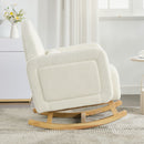 Accent Rocking Chair With Curved Back & Pillow, Base, Ultimate Comfort For Living Room Or Nursery - Cream White