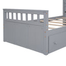 Loft Platform Bed With 7 Drawers And Full Guardrails, Modern L Shaped Space Savin