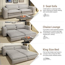 Sleeper Pull Out Sofa Bed, 3 In 1 Convertible Chaise Lounge