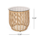 Boho Arias - Side Table With Tempered Glass Top And Rattan Wrap